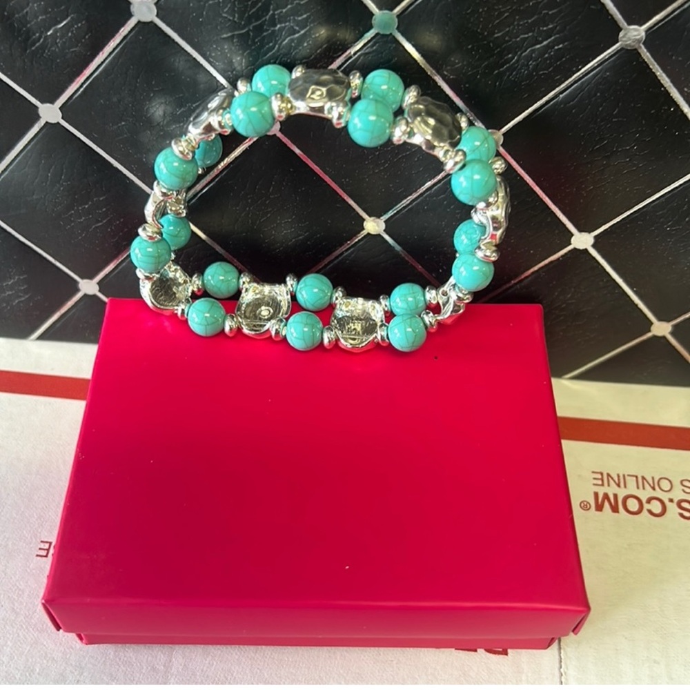 Turquoise Bead Stretch Bracelet - Women Jewelry